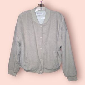 Pink Rose Women's Beige Bomber Jacket